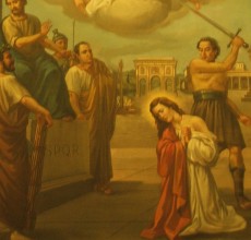 Particolare della tela raffigurante il martirio di S. Lucia, posta all'interno della chiesa omonima